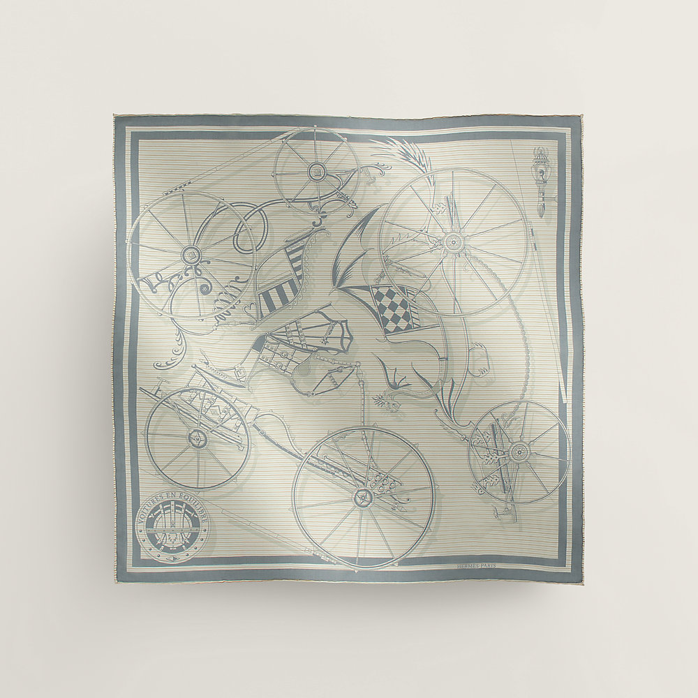 Voitures en Equilibre scarf 45 - Blue | Hermès Canada Voitures en Equilibre scarf 45 - Blue | Hermès Canada